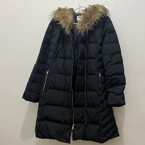 Cole Haan Signature Women's Long Down Coat; Black; Gold Zipper, Size lar… - Picture 3 of 11
